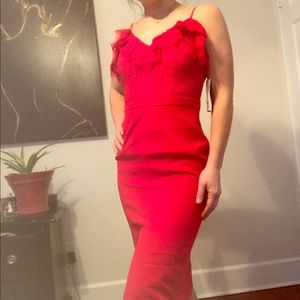 Aidan Mattox Crepe and Lace Dress holiday party